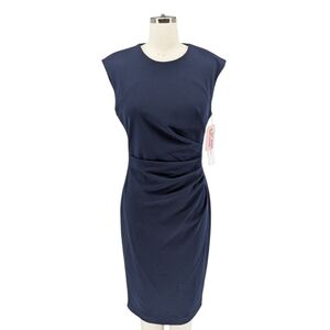 19999 NEW Calvin Klein Ruched Sheath Dress Navy Blue size 4 preppy Business